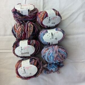 Lot Trendsetters Boing Yarn 5 Balls Color Wild Berries & 2 Balls Blue Berryhill